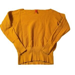 Feiersi Textured Knit Sweater Womens M Mustard Dolman Sleeve Top
